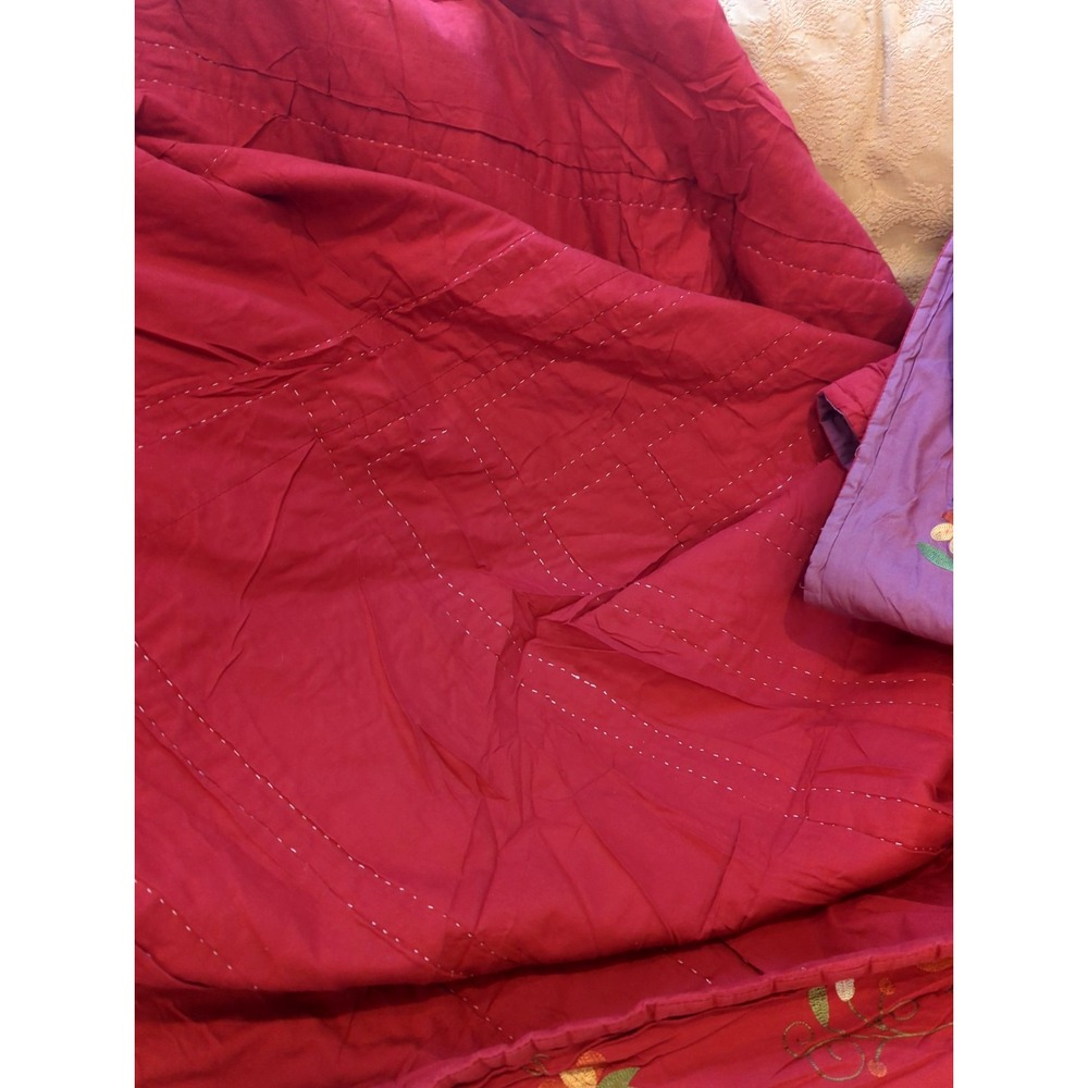 Authentic Vintage Kantha Quilt Throw 80 "x 80" Hand Stitched Pastoral Charm Boho - Picture 7 of 10